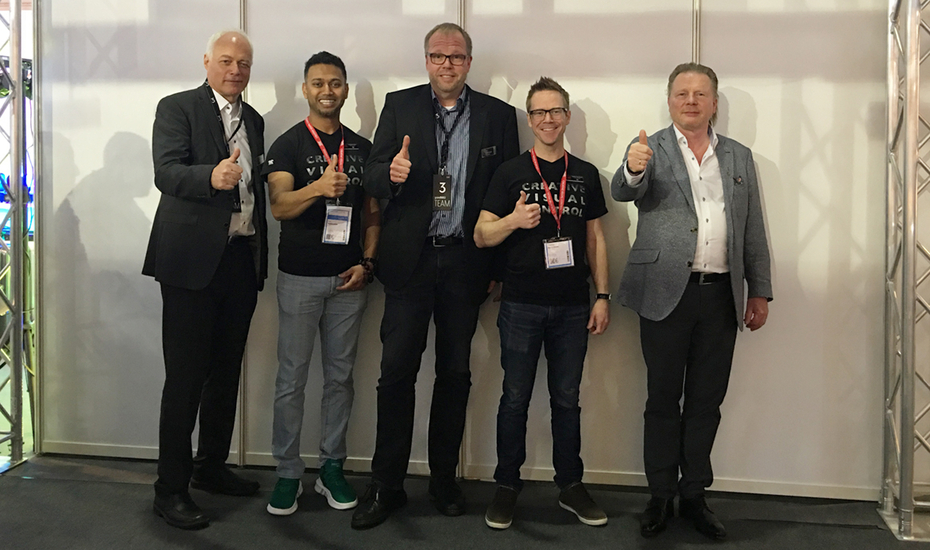 Managing director of MA Lighting Technology Michael Adenau, Avolites sales director Koy Neminathan, managing director of MA Lighting Technology Gerhard Krude, Avolites sales manager Stephen Baird-Smith, chairman of MA Lighting International Ralph-Jörg Wezorke